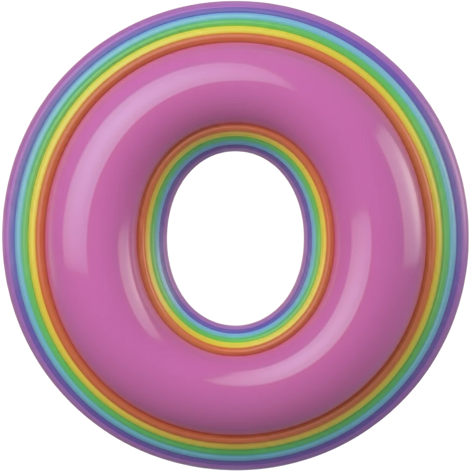 name "o" in hot pink, 3D style typography lettering, each color of the rainbow as a border outlined around each letter, isolated, 3d rendering, no emoji icons no emoji faces and must have no human figures emoji