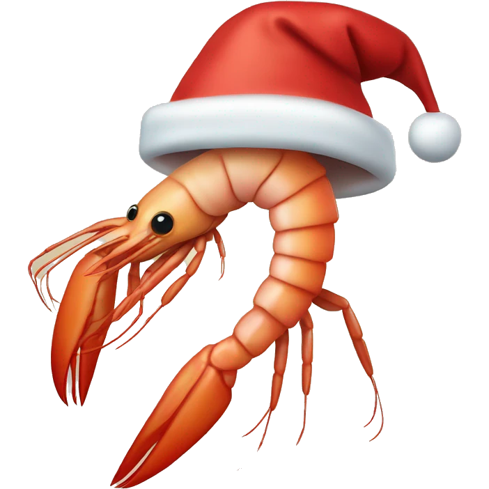 shrimp wearing a color christmas hat emoji
