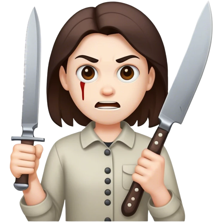 Mad face holding knife emoji