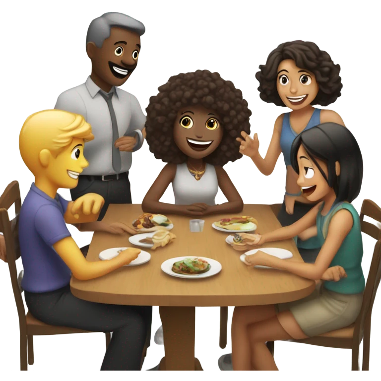 happy meeting at a table emoji