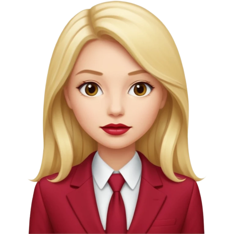 Нужно создать 1 эмоджи в цветовой гамме ярко-красный, белый и марсала (бардово-фиолетовый. деловая девушка в красном костюме, у девушки должны быть светлые длинные волосы  emoji