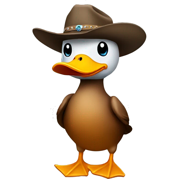 Duck wearing cowboy hat emoji
