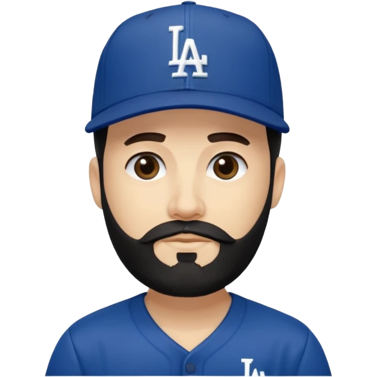 Can you make a guy with fair skin, taper fade, and black beard wearing an LA dodger hat? emoji