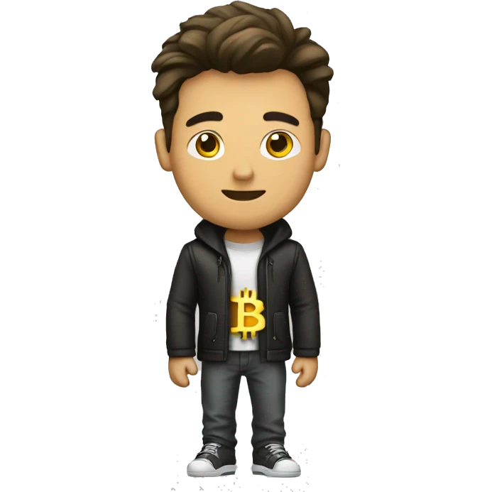 stylish guy with bitcoin and not emoji