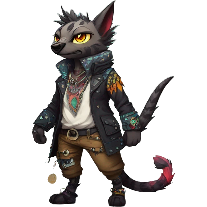 cool edgy animal fursona creature by griffsnuff & LiLaiRa & Falvie with badass colors and patterns and a spiked collar full body emoji