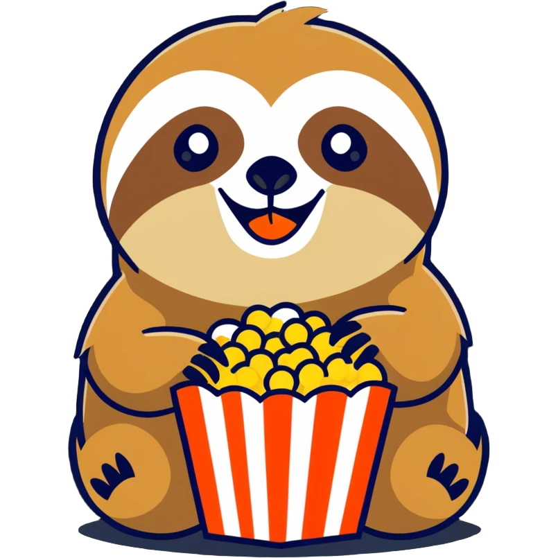 Sloth eating popcorn emoji