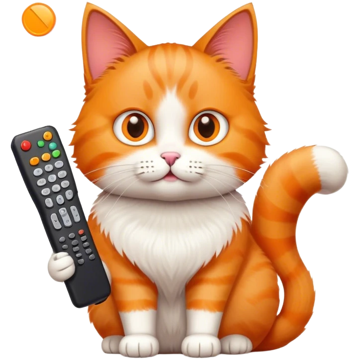 A Cat holding a tv remote emoji