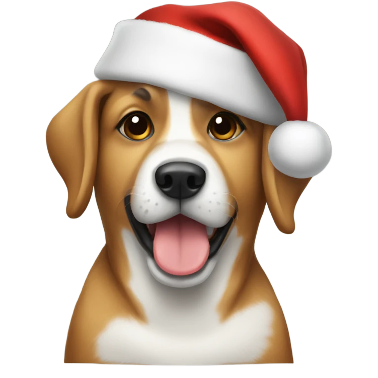 dog with a christmas hat emoji