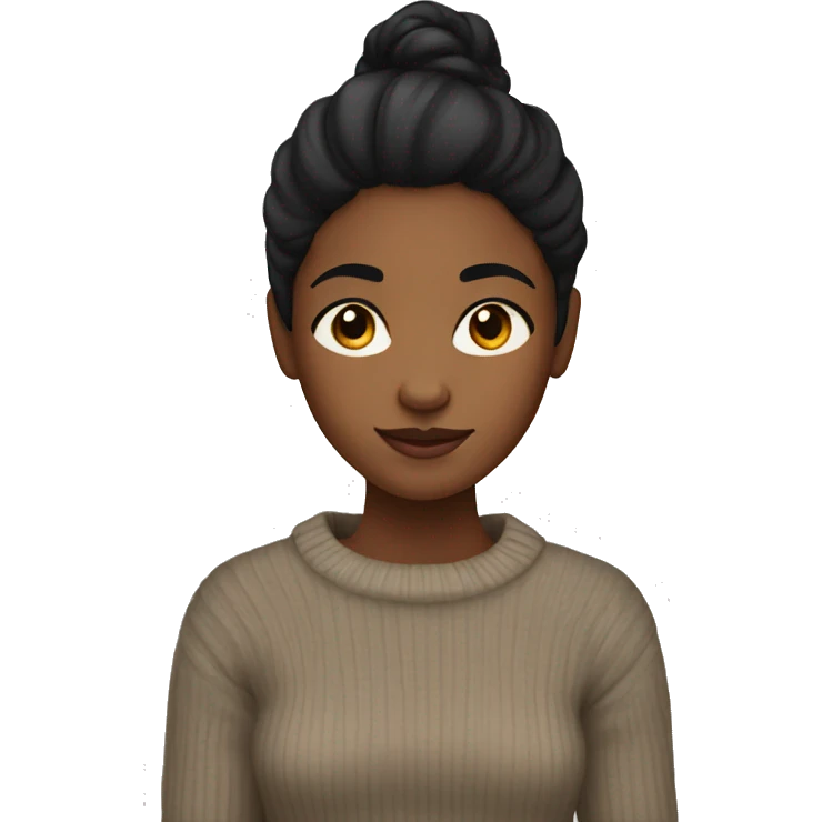 Brown skin girl with straight black hair in a sweater emoji