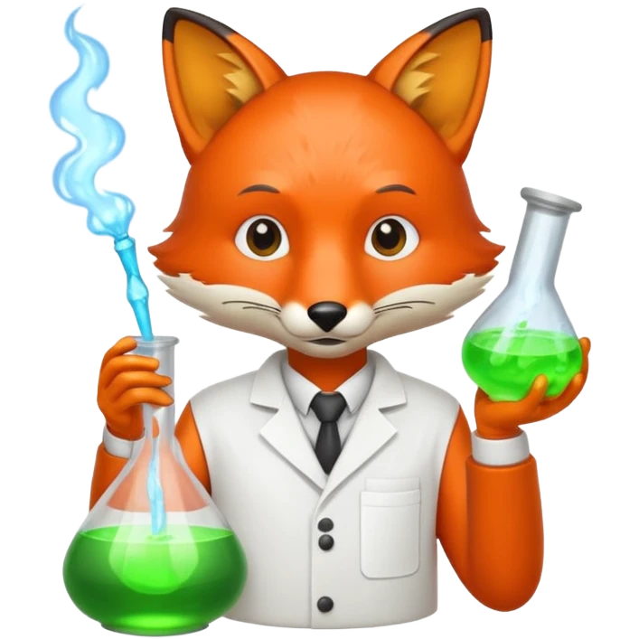 fox scientist mixing glowing potion idea emoji