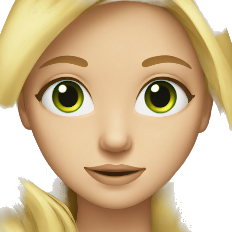 young blonde girl with long hair and green eyes emoji