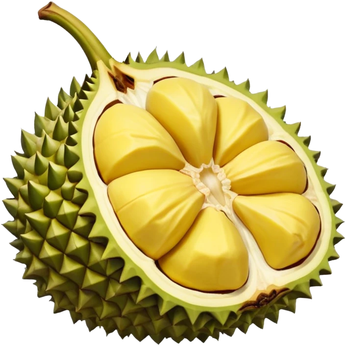 Emoji durian yg terbuka seperempat dan telihat isinya  emoji