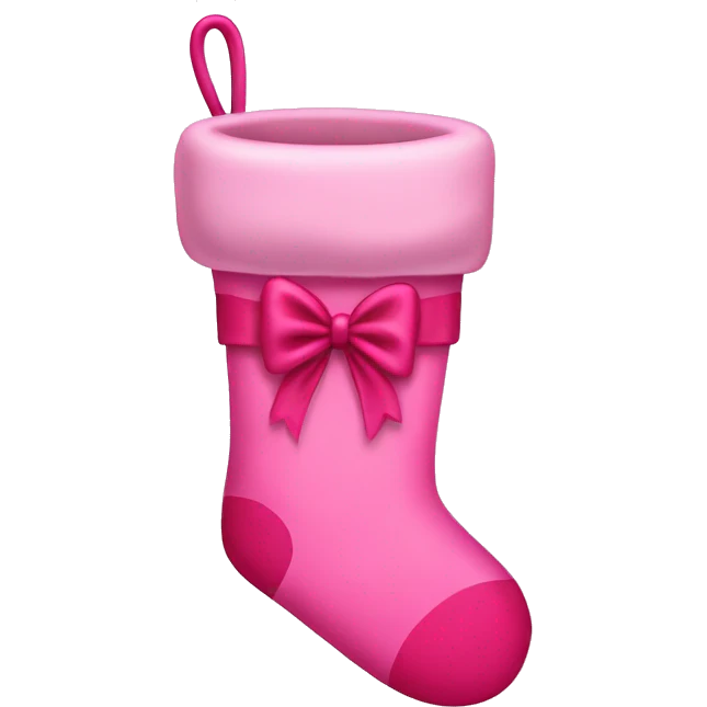 pink christmas stocking with pink bow emoji