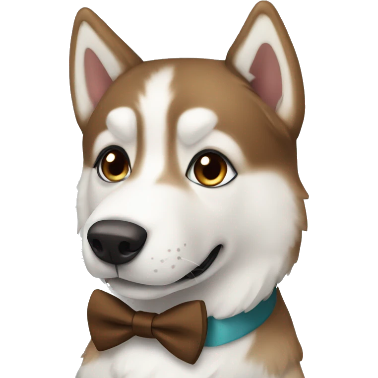 brown and white husky with bowtie emoji