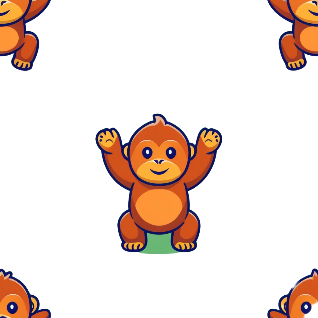 happy orangutan in jungle emoji