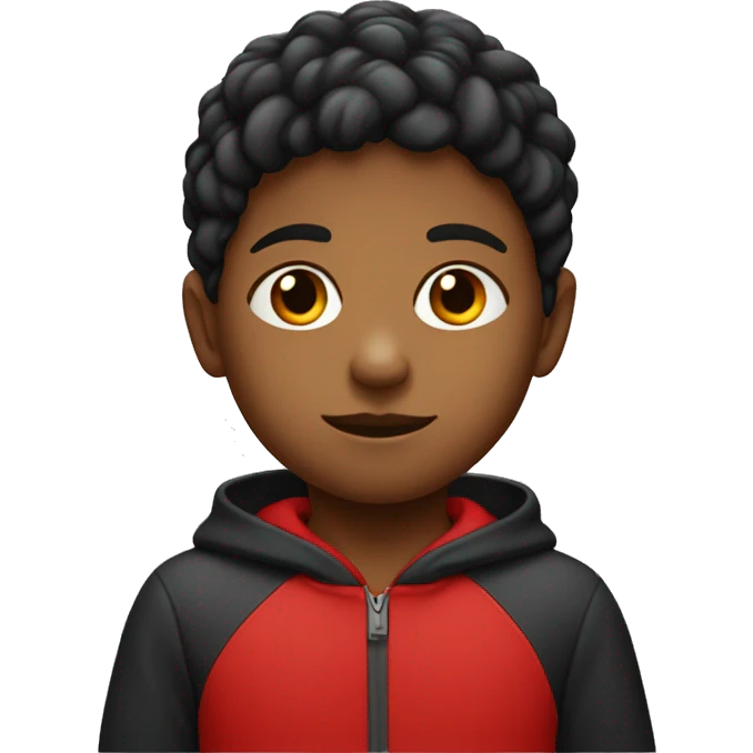 un enfant de couleur de peaux noir avec un sweat rouge emoji