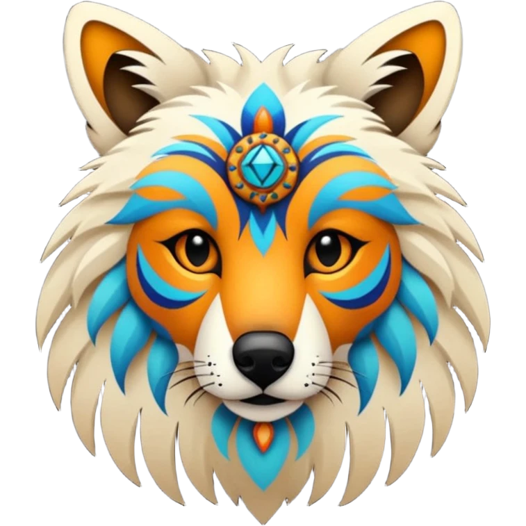 Shamanic Tribal Colorful Patterned Marked Wild Feral Natural Realistic Canine  emoji