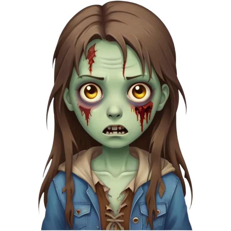 zombie girl with long brown hair emoji