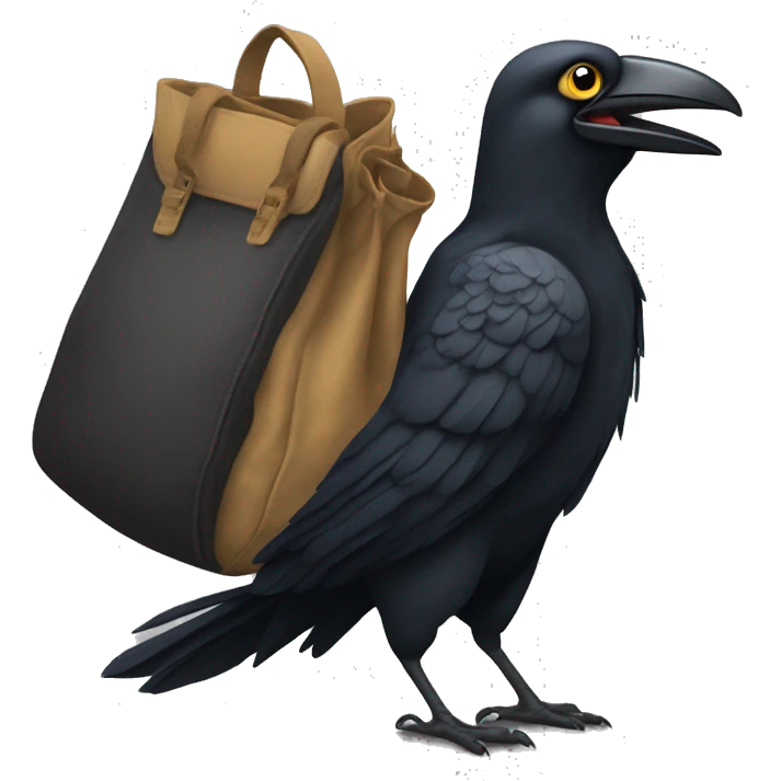 Un corbeau avec une sacoche et des chaussures  emoji