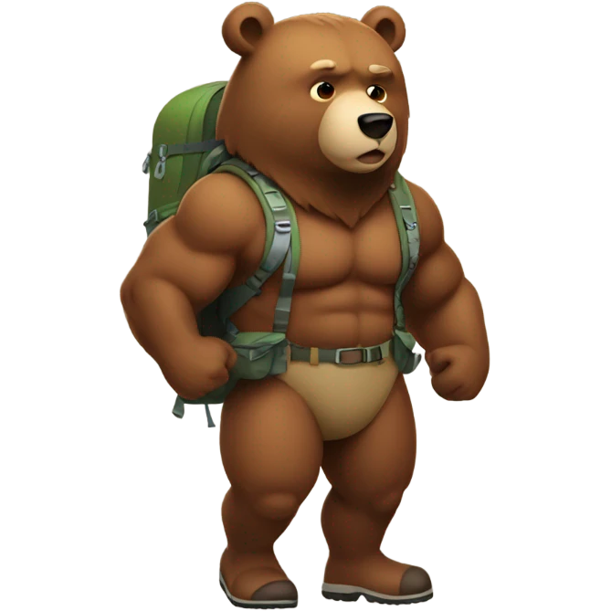 muscle bear doing hiking emoji
