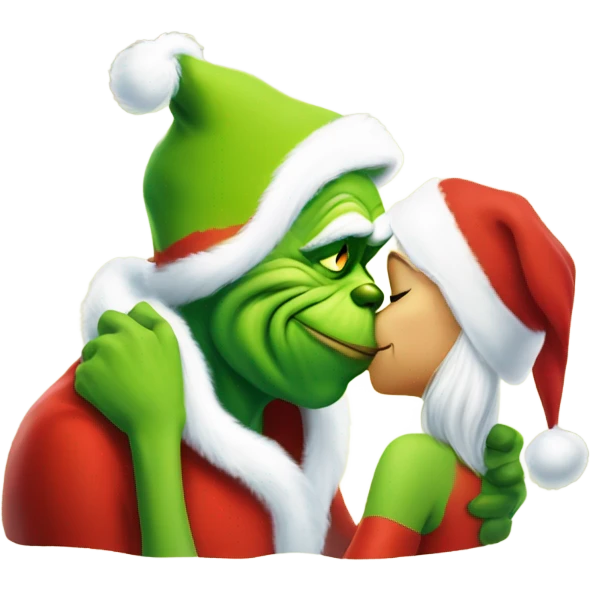 the grinch kissing santa emoji