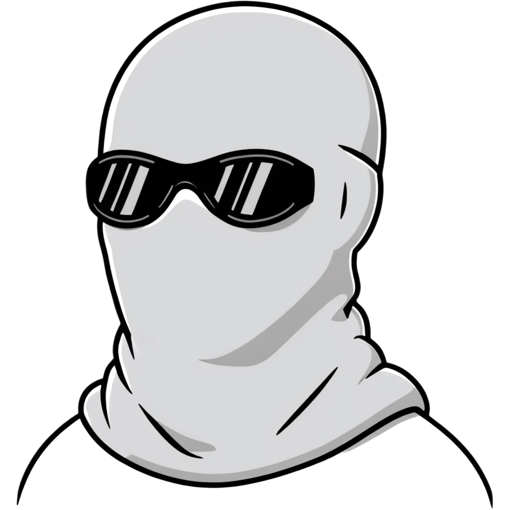 Face with black balaclava and black tinted sports glasses emoji