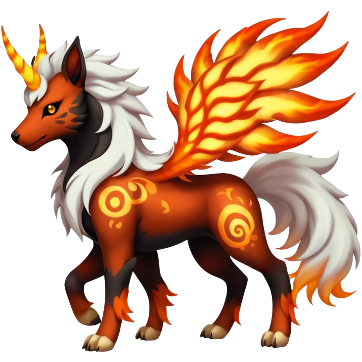 Shiny Exotic Gothic Rapidash-Houndoom-Arcanine-Pokémon-Fakémon-hybrid-creature emoji