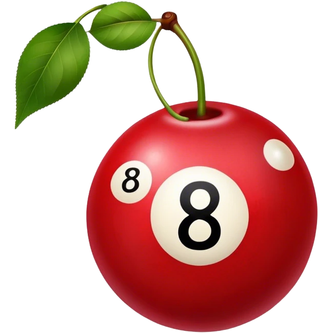 Two 8 ball cherries with the number 8  emoji