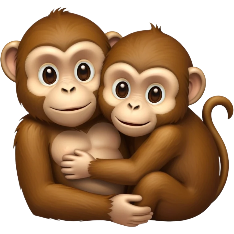 one big monkey and one little monkey hugging emoji