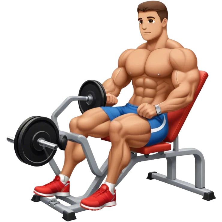side-view bodybuilder seated weighted calf-raise machine lower leg exercise emoji