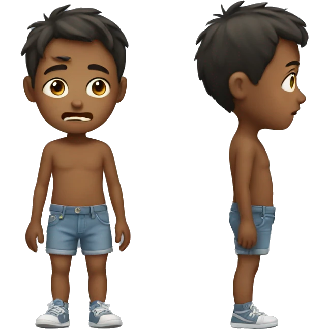 Small boy crying about shorts emoji
