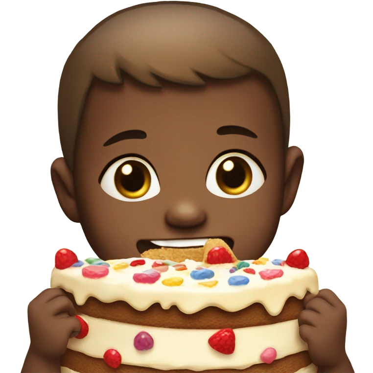 Baby eating birthday cake emoji