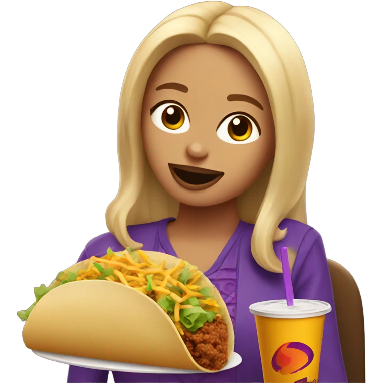 blonde girl eating taco bell emoji