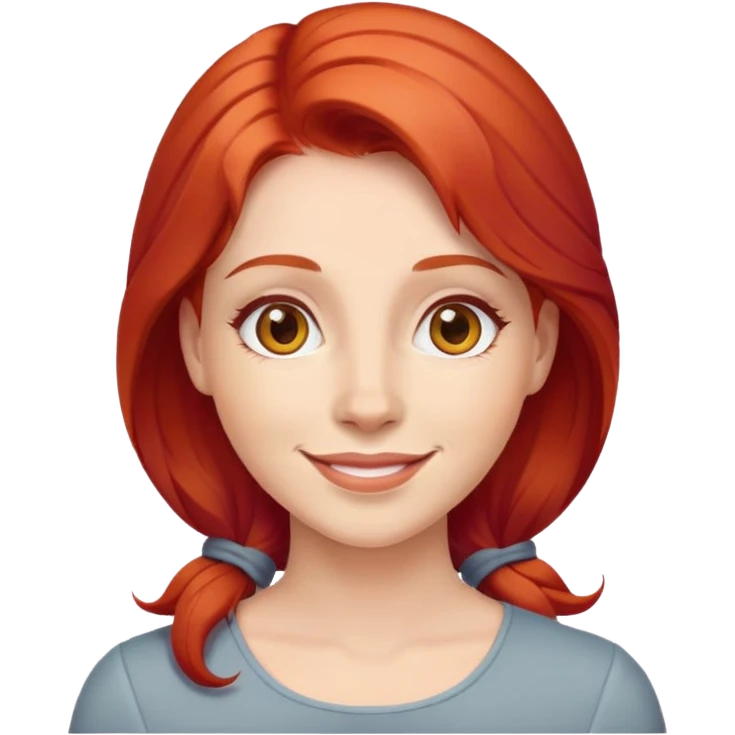 maman solo, femme rousse, sourire tendre, style emoji classique, fond neutre emoji