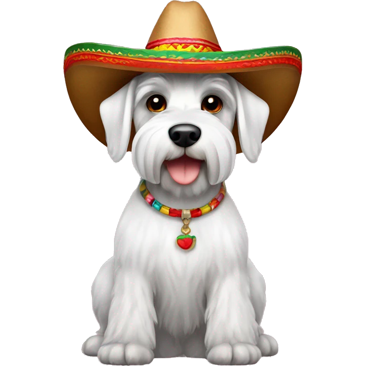 White schnauzer with mexican hat emoji