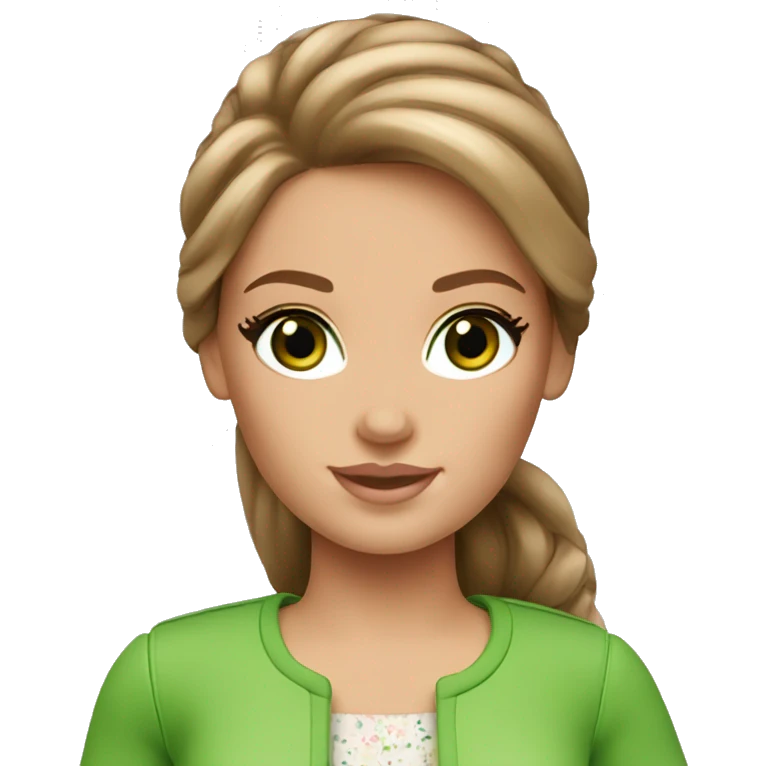 Barbie brown-haired and green eyes emoji