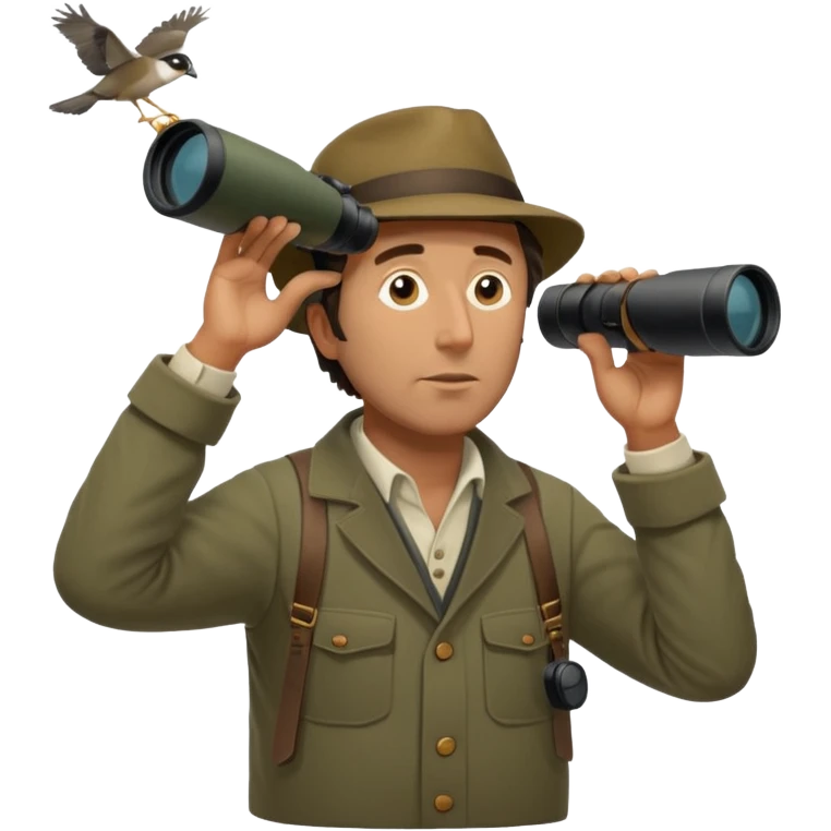 henry David thoreau full body looking up  birdwatching with binoculars emoji