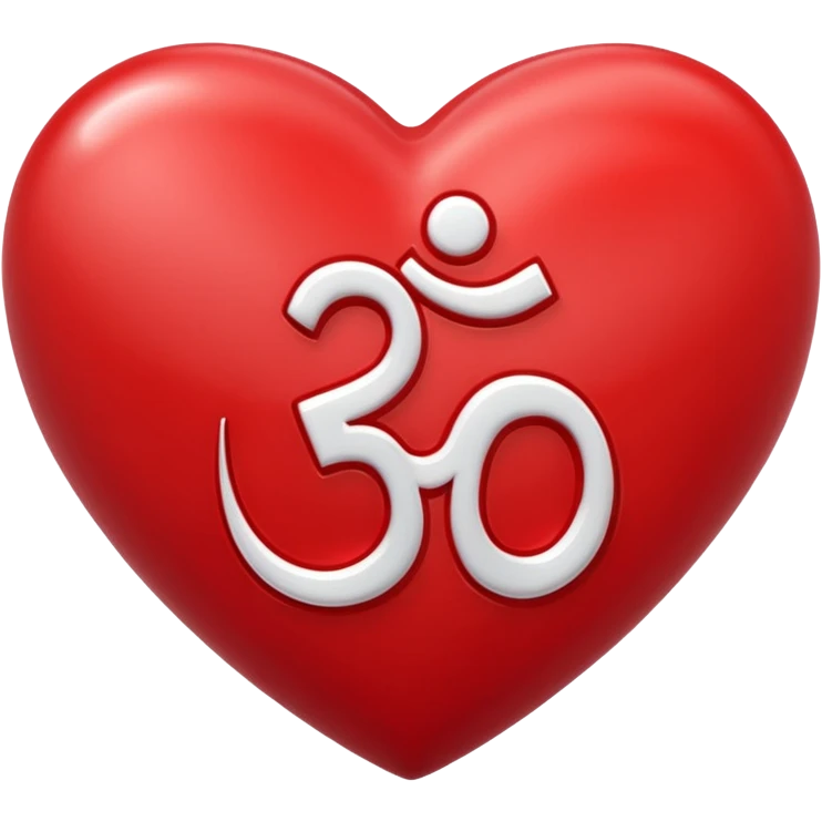a red heart with a white om sign in the middle emoji