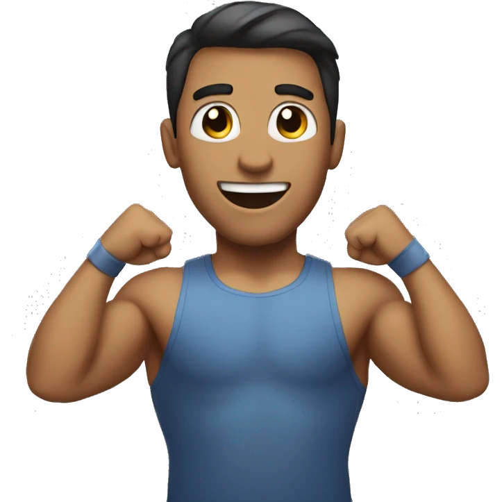 Gym bro happy with raised hands emoji