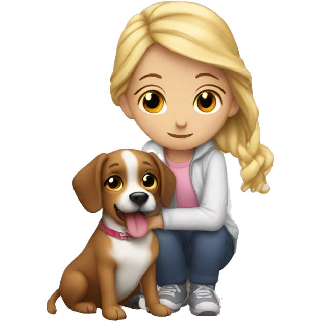 my little sister that is white and has a dog that is licking her emoji
