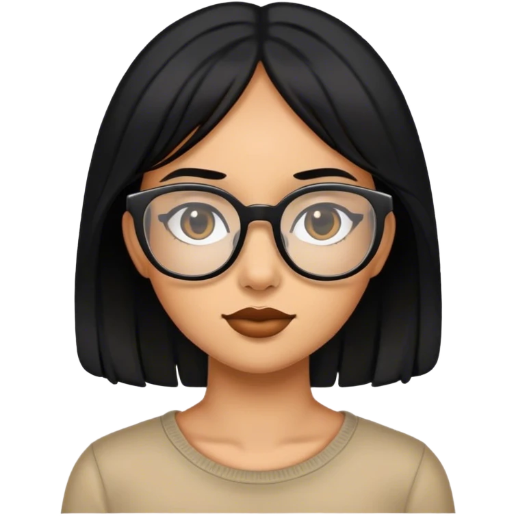 Bra girl, black hair and glasses  emoji