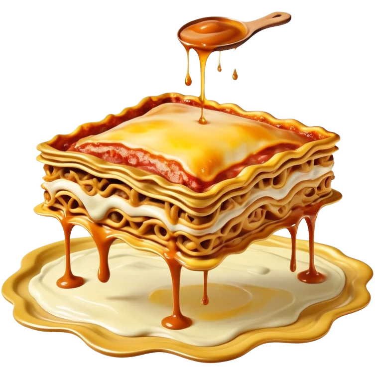 surreal salvadore dali style flying melting spam lasagna landscape emoji