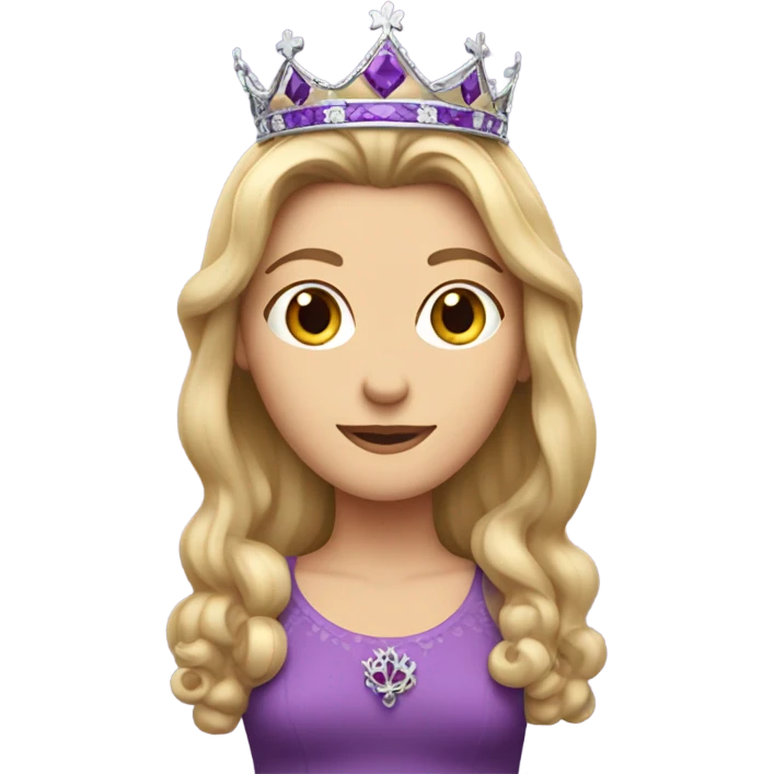 Caucasian Heidi wear purple with key and crown emoji