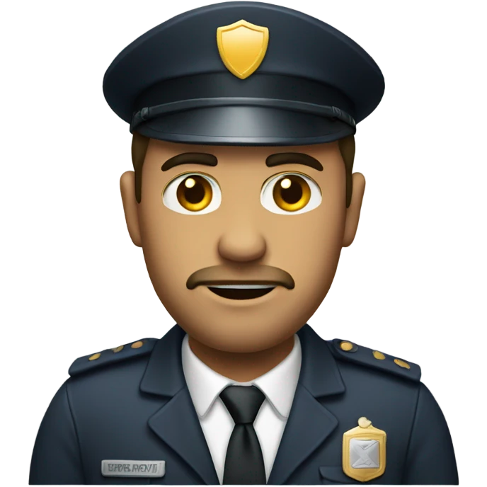 a security man with a tough face and hands behind emoji