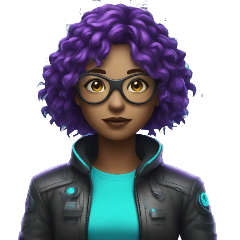 agent, scanner, cyberpunk, code, cyan and purple colors, only upper body portrait emoji