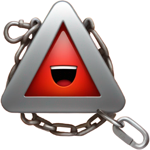 Red emoji face with furrowed brows, open mouth, holding a padlock and warning triangle. Fiery background with text 'TRIGGER ID SHOWN' for emphasis. emoji