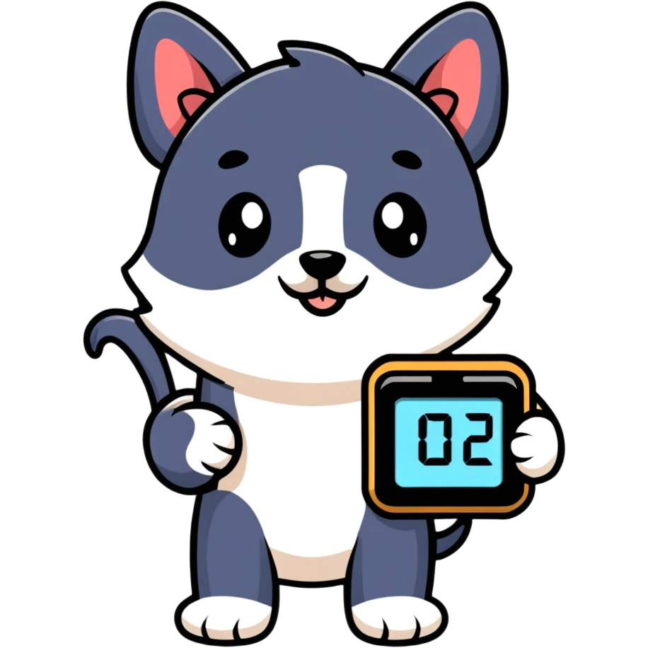 cute puppy holding a digital clock emoji