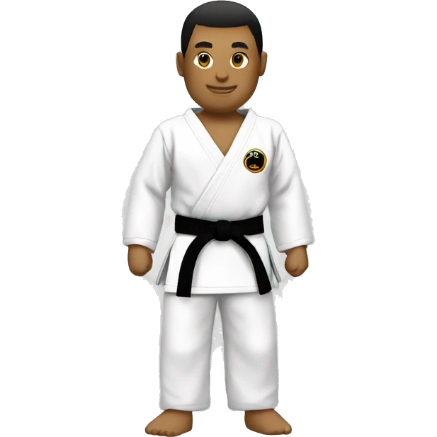 Un uniforme de karate de color negro y cinta blanca emoji