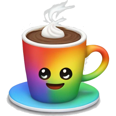 Rainbow coffee cup with hot coco  emoji