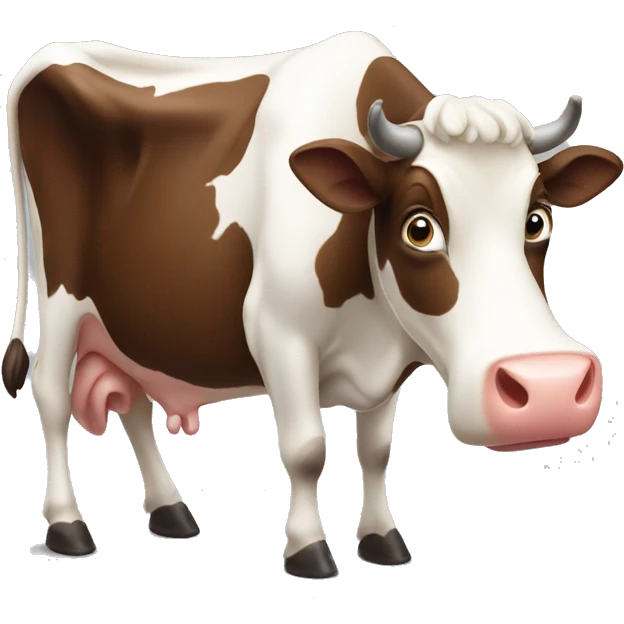 A cow that gives milk with chocolate emoji